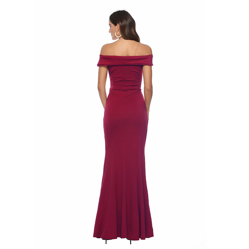 Robe de soirée col V avec fente