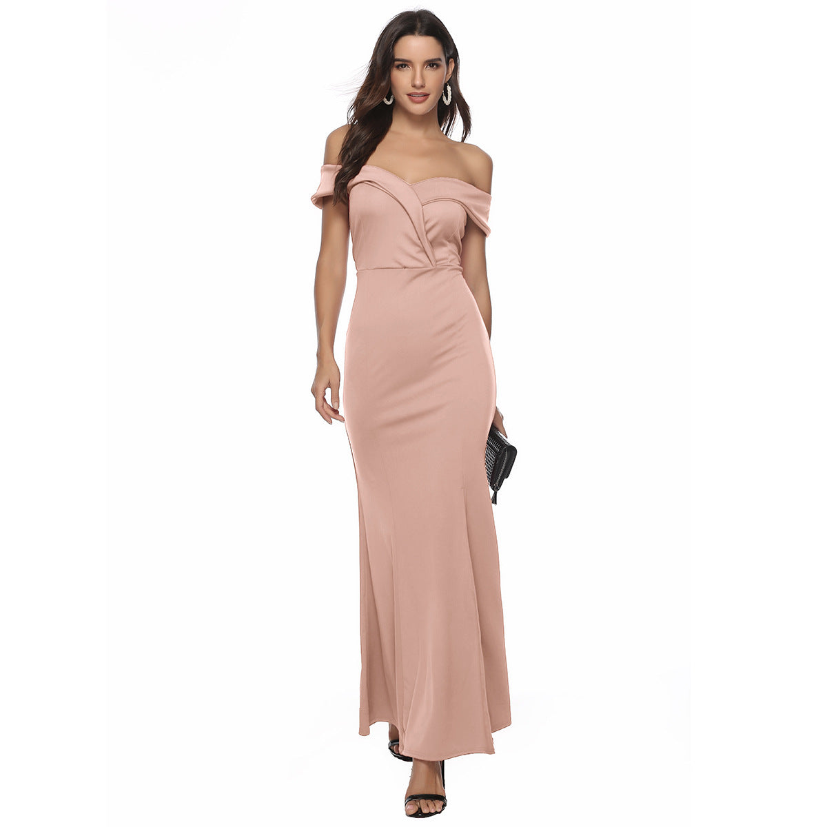 Robe de soirée col V avec fente