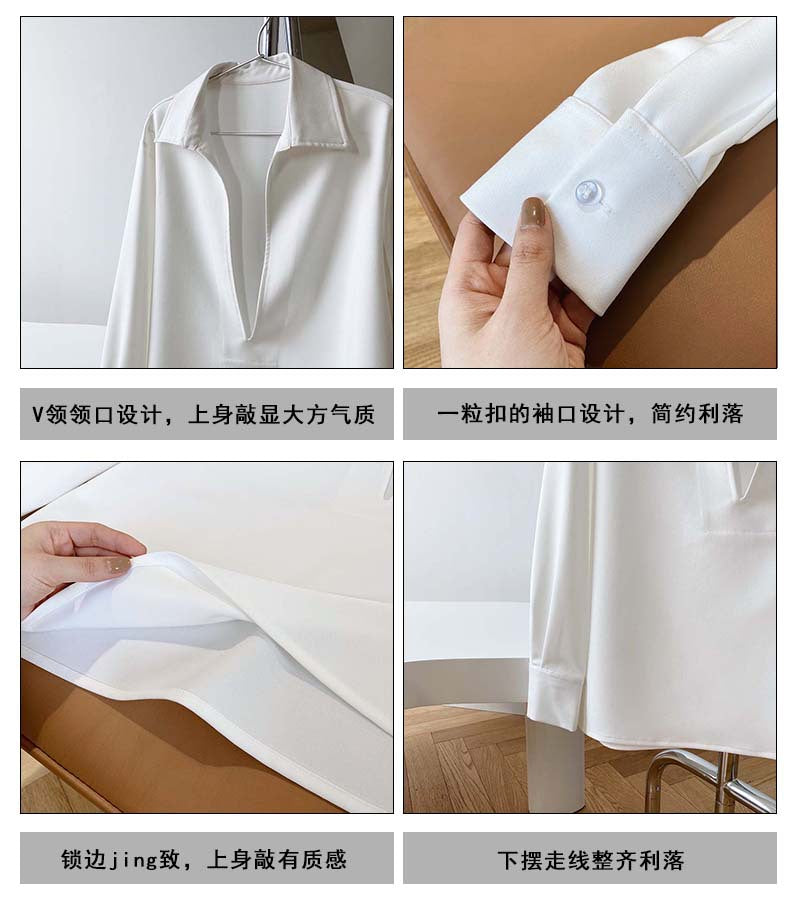 Chemise femme col V manches longues