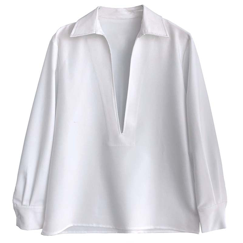 Chemise femme col V manches longues