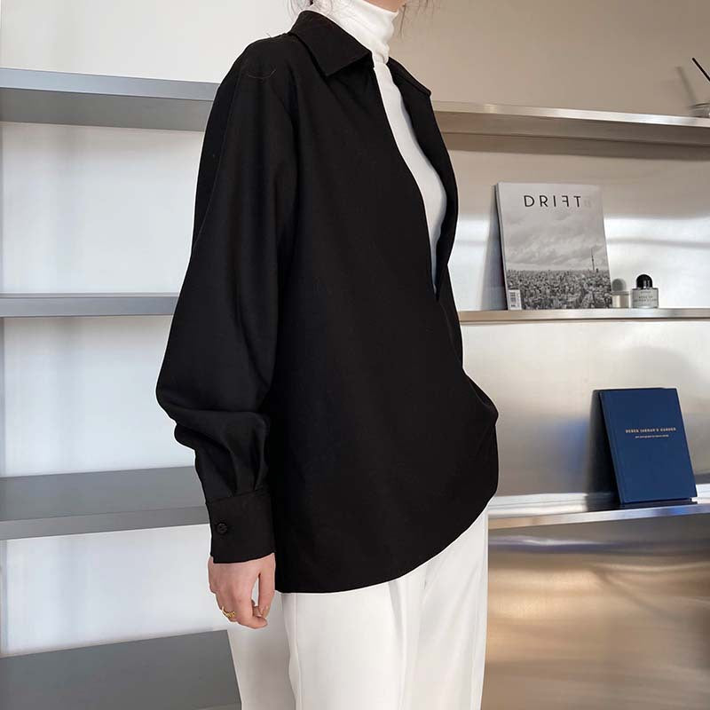 Chemise femme col V manches longues