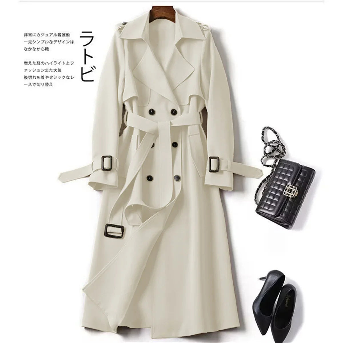 Manteau long femme élégant coupe ample – vue 12