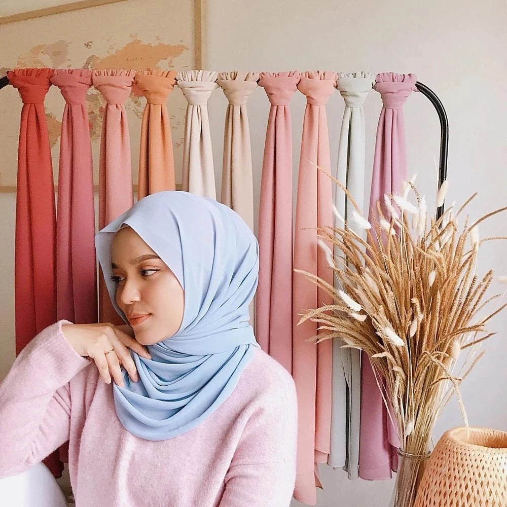 Hijab en Mousseline Femme – Voile Léger 70 x 180 cm, 65 Coloris
