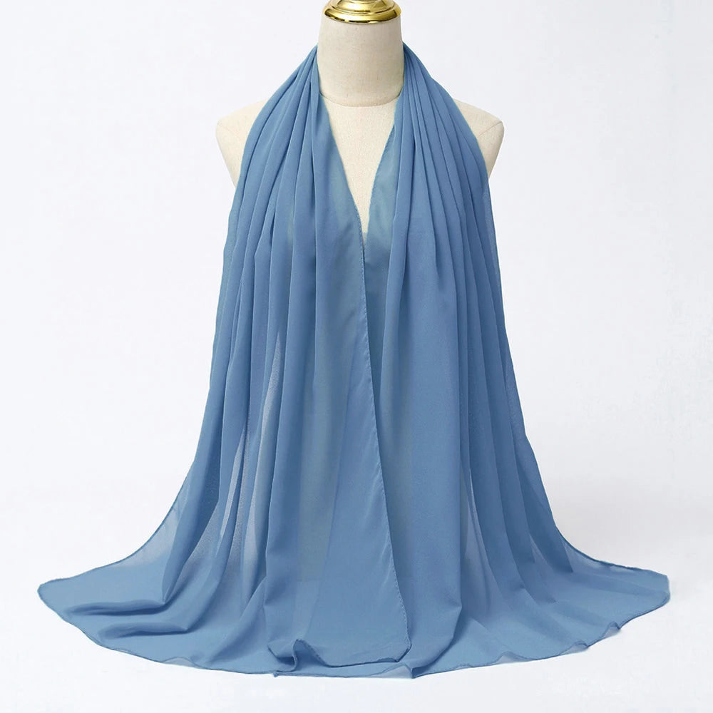 Hijab en Mousseline Femme – Voile Léger 70 x 180 cm, 65 Coloris