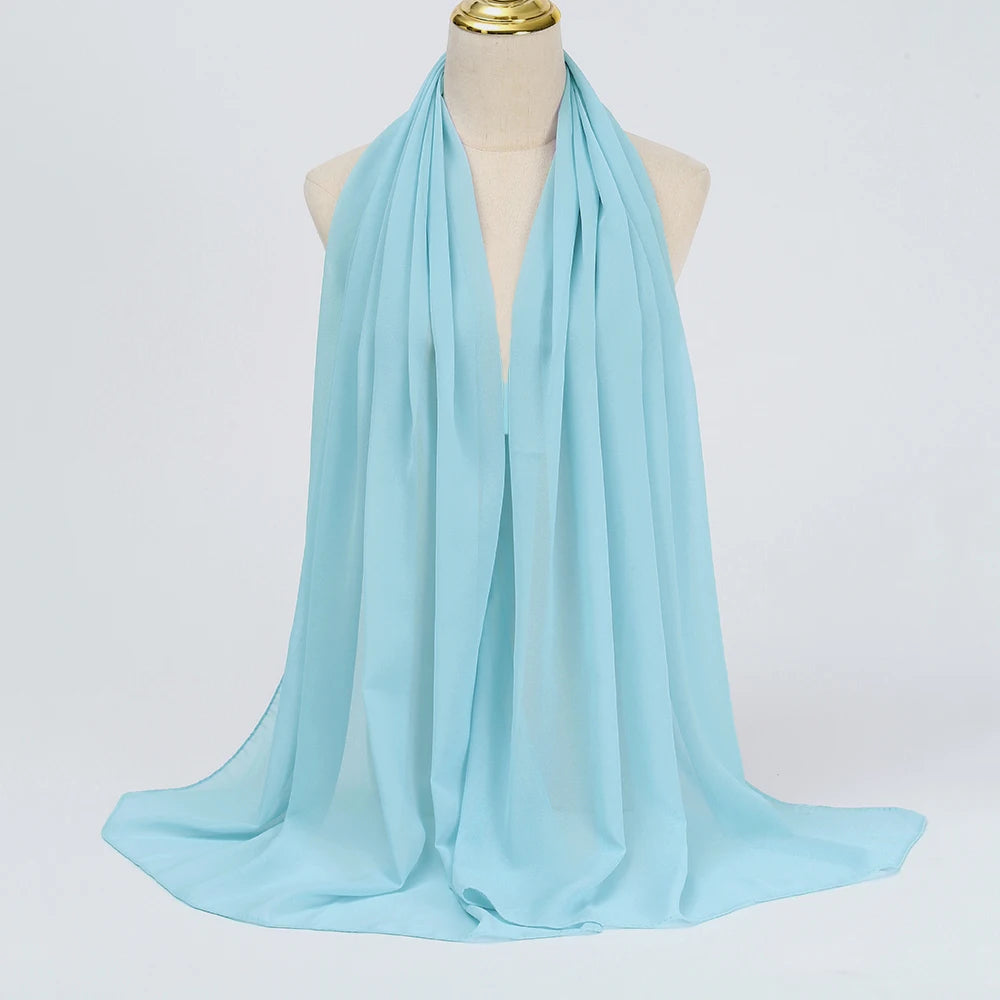 Hijab en Mousseline Femme – Voile Léger 70 x 180 cm, 65 Coloris