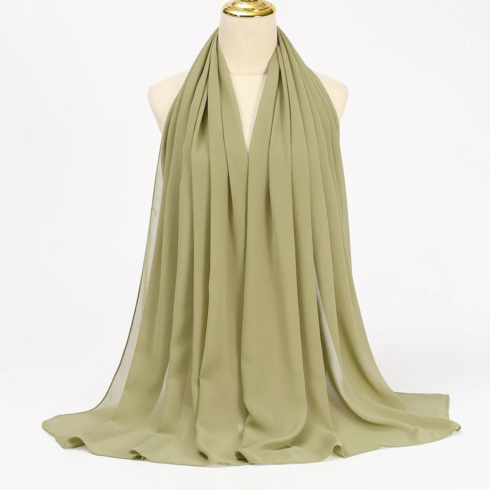 Hijab en Mousseline Femme – Voile Léger 70 x 180 cm, 65 Coloris