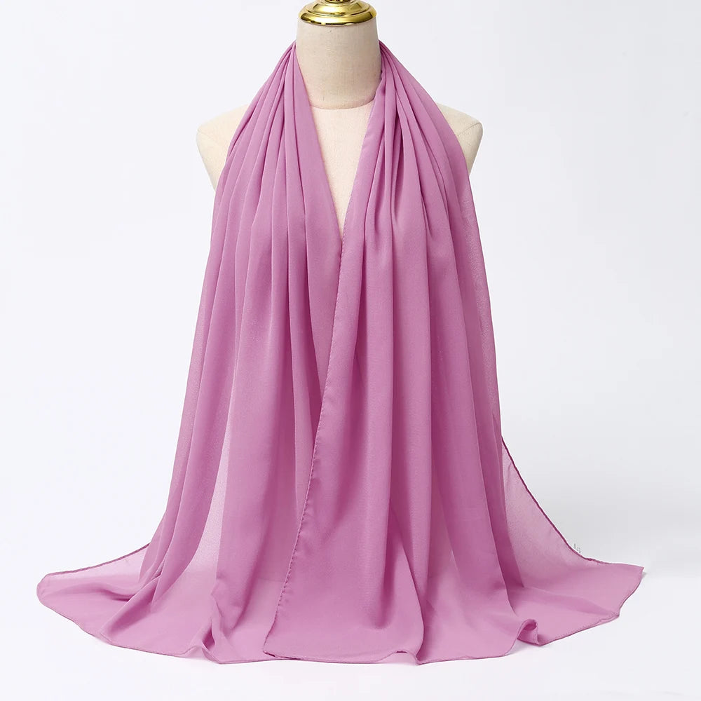 Hijab en Mousseline Femme – Voile Léger 70 x 180 cm, 65 Coloris