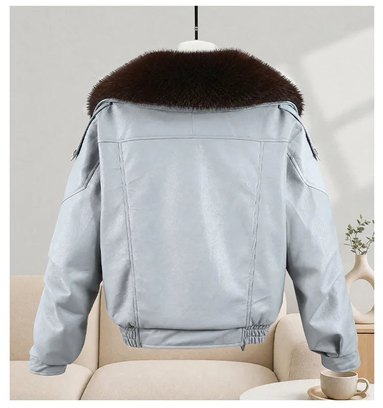 Parka d’hiver femme effet cuir col fourrure – vue 4