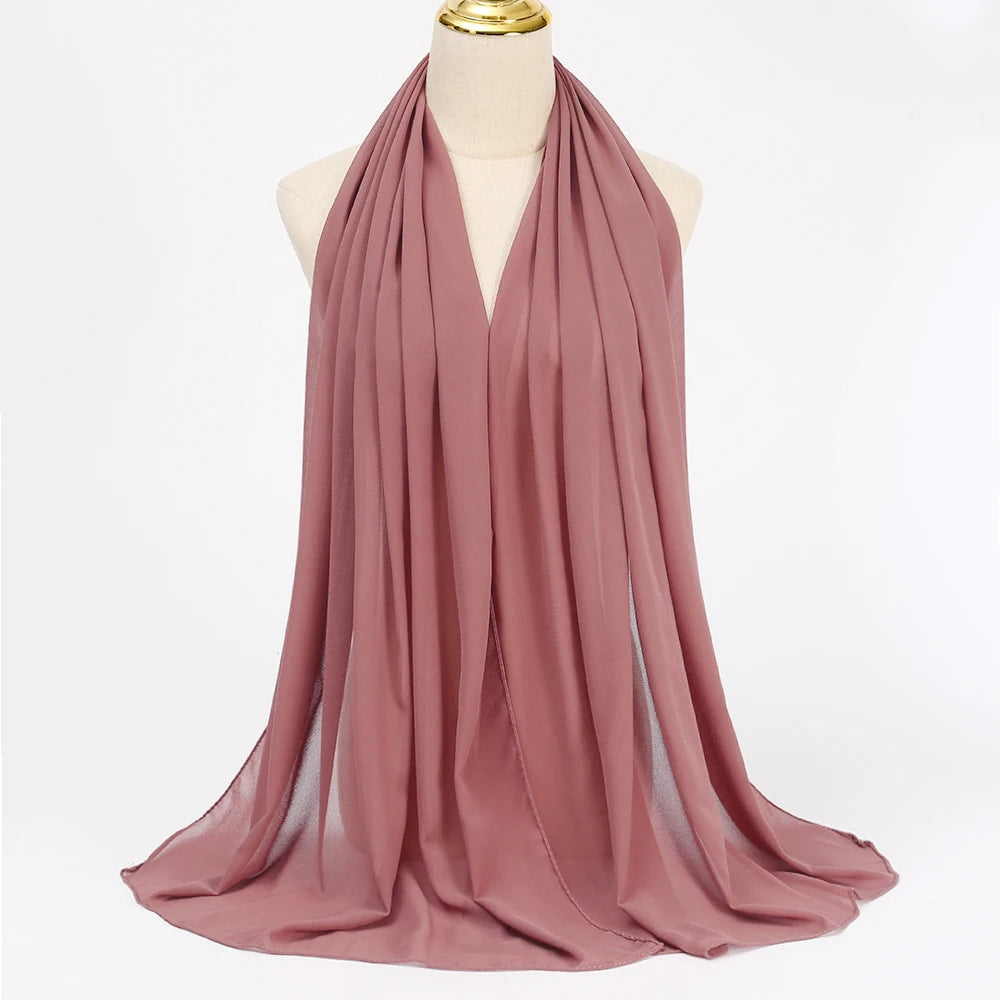 Hijab en Mousseline Femme – Voile Léger 70 x 180 cm, 65 Coloris