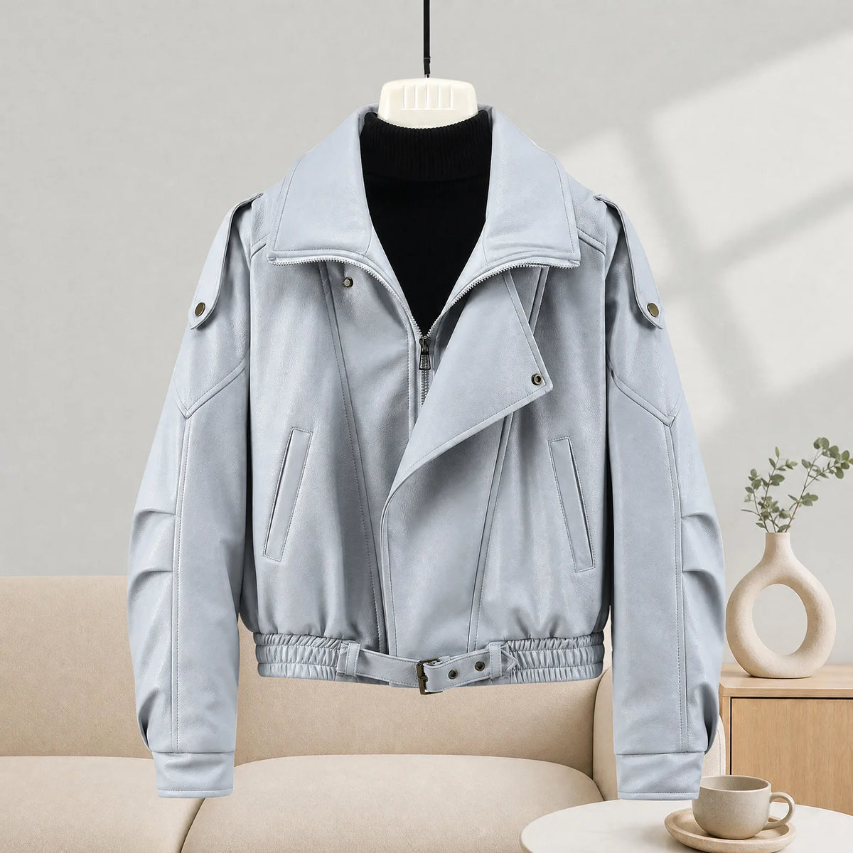 Parka d’hiver femme effet cuir col fourrure – vue 3