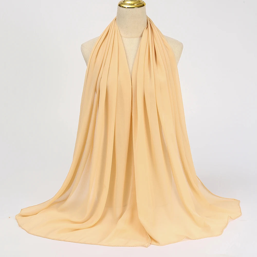 Hijab en Mousseline Femme – Voile Léger 70 x 180 cm, 65 Coloris