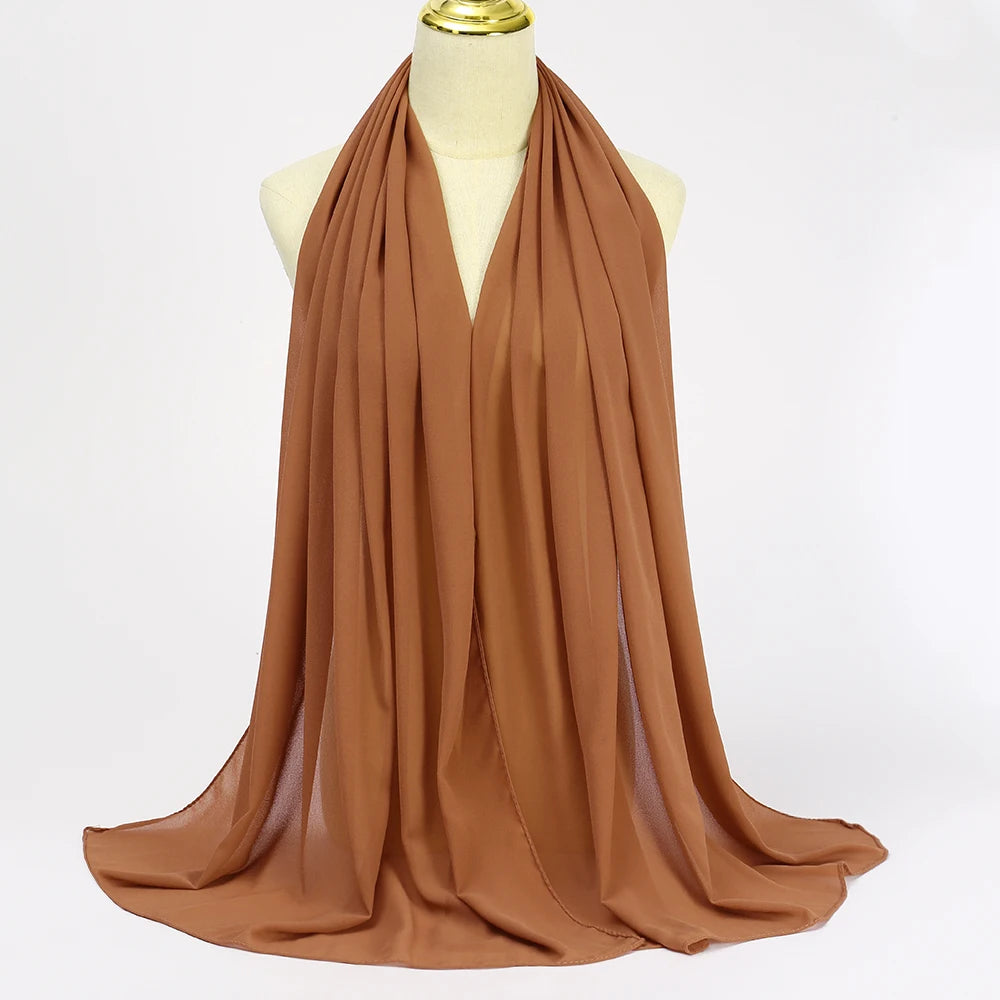 Hijab en Mousseline Femme – Voile Léger 70 x 180 cm, 65 Coloris