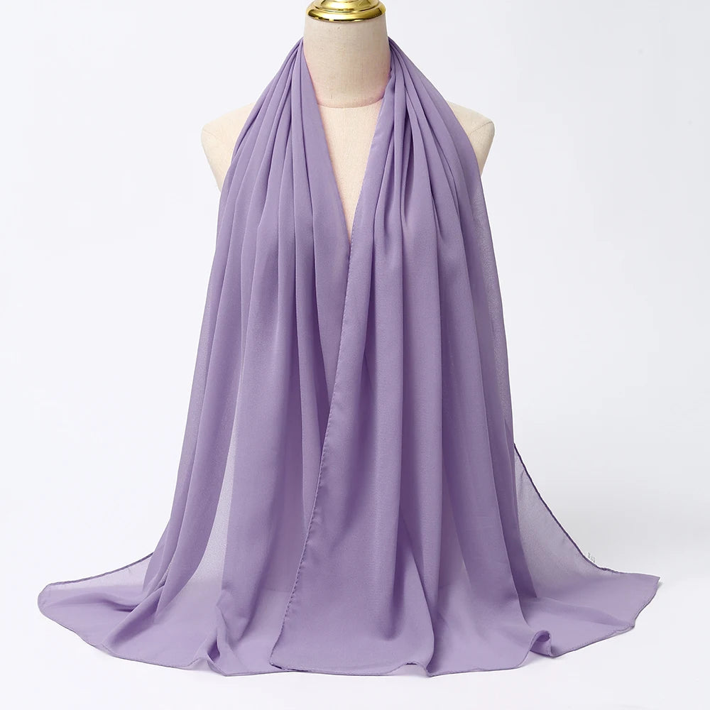 Hijab en Mousseline Femme – Voile Léger 70 x 180 cm, 65 Coloris