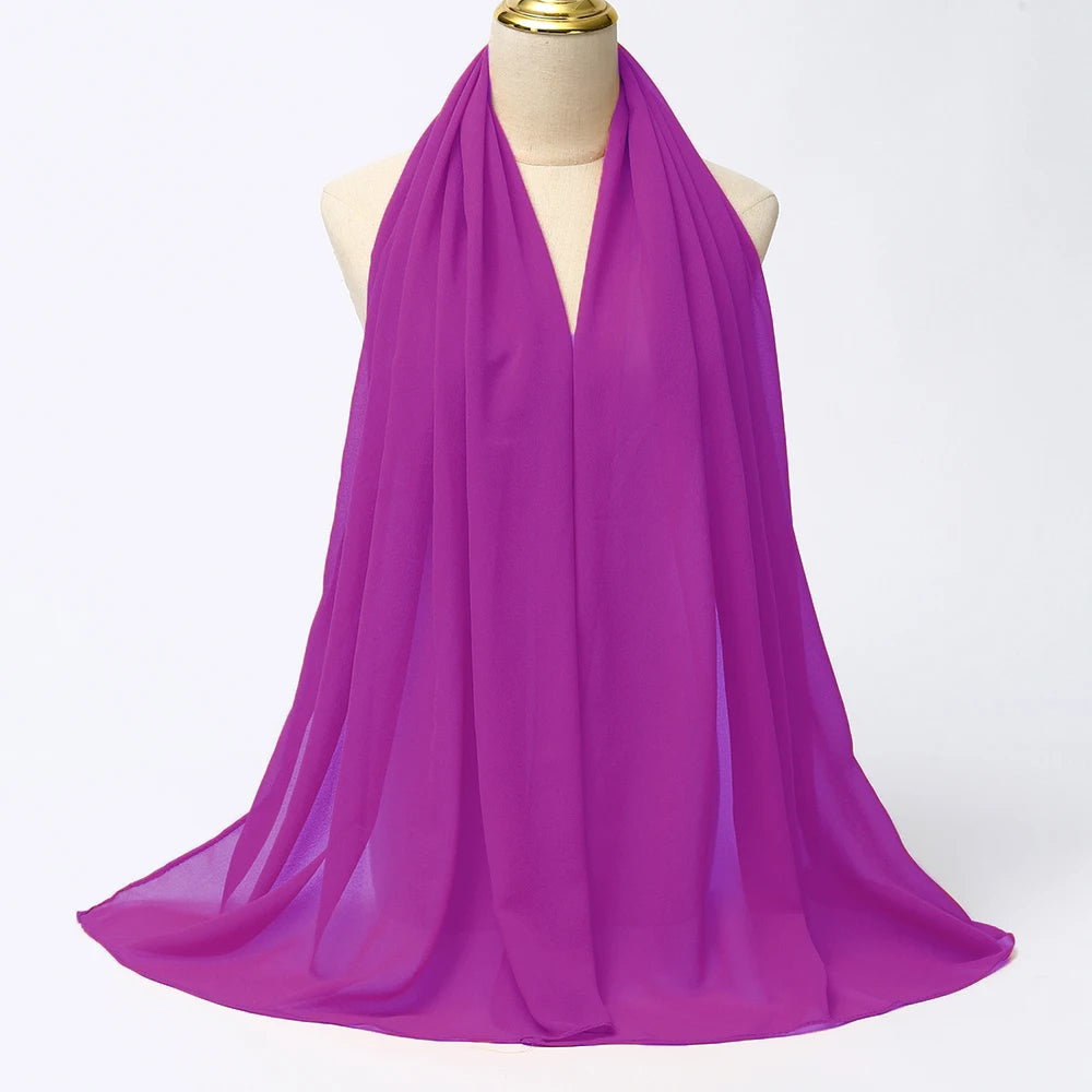 Hijab en Mousseline Femme – Voile Léger 70 x 180 cm, 65 Coloris