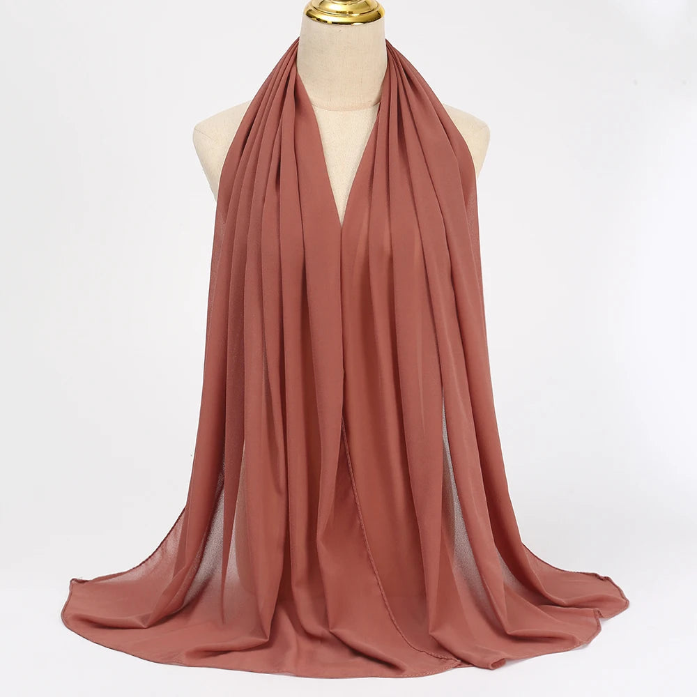 Hijab en Mousseline Femme – Voile Léger 70 x 180 cm, 65 Coloris