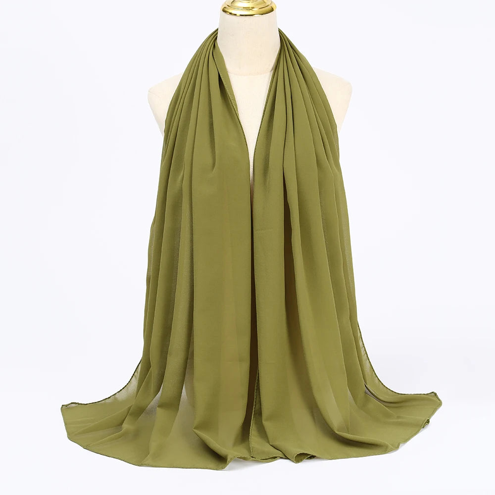 Hijab en Mousseline Femme – Voile Léger 70 x 180 cm, 65 Coloris