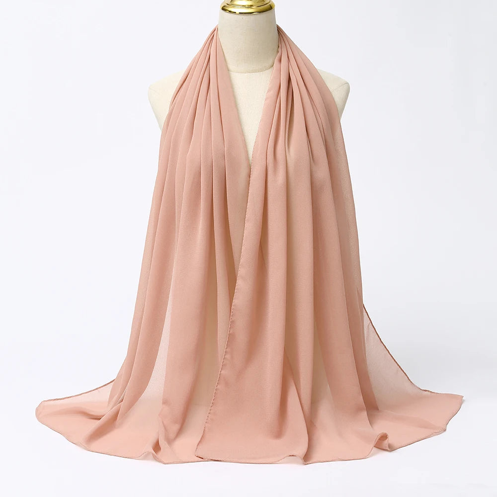 Hijab en Mousseline Femme – Voile Léger 70 x 180 cm, 65 Coloris