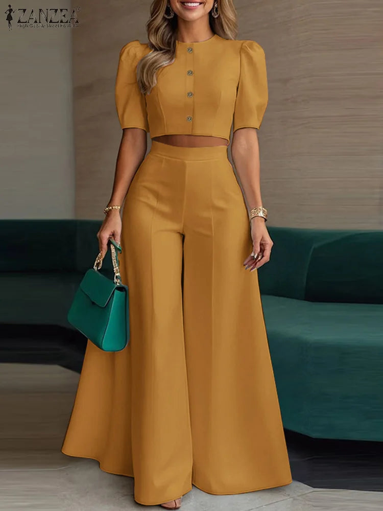 Ensemble femme haut court et pantalon large