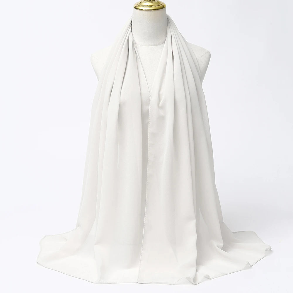 Hijab en Mousseline Femme – Voile Léger 70 x 180 cm, 65 Coloris