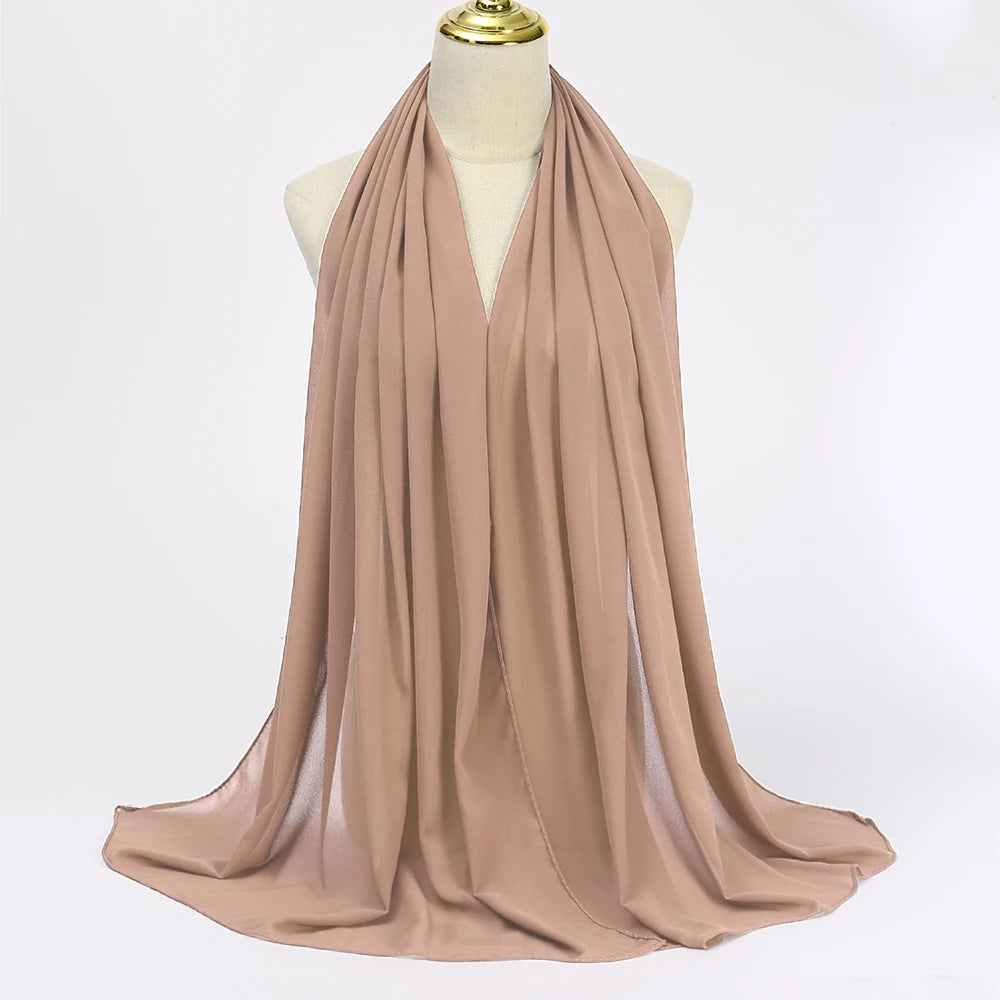Hijab en Mousseline Femme – Voile Léger 70 x 180 cm, 65 Coloris