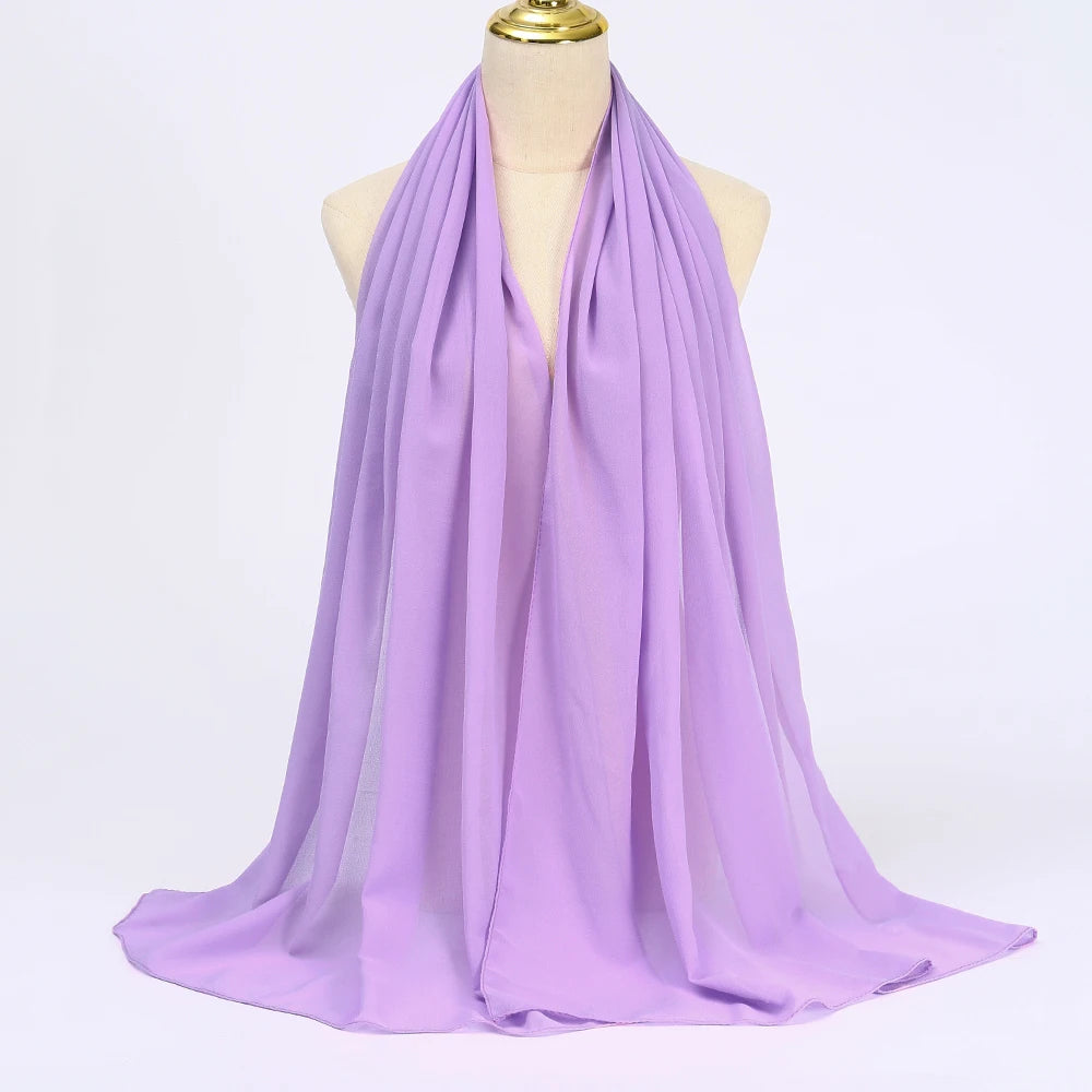 Hijab en Mousseline Femme – Voile Léger 70 x 180 cm, 65 Coloris