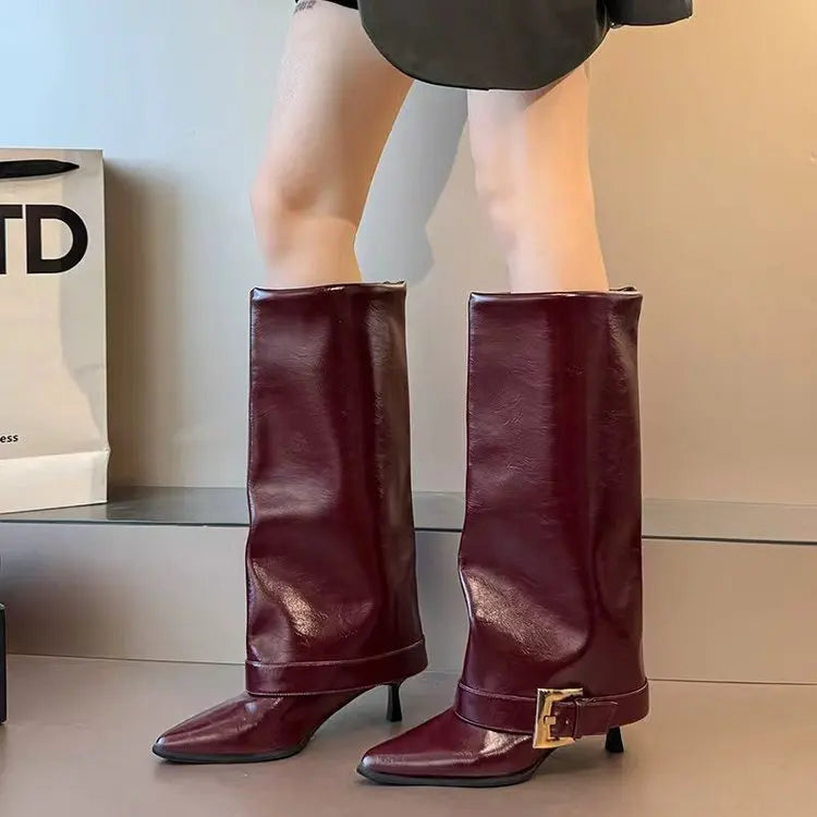 Bottes cuissardes femme talon haut bout pointu – vue 2