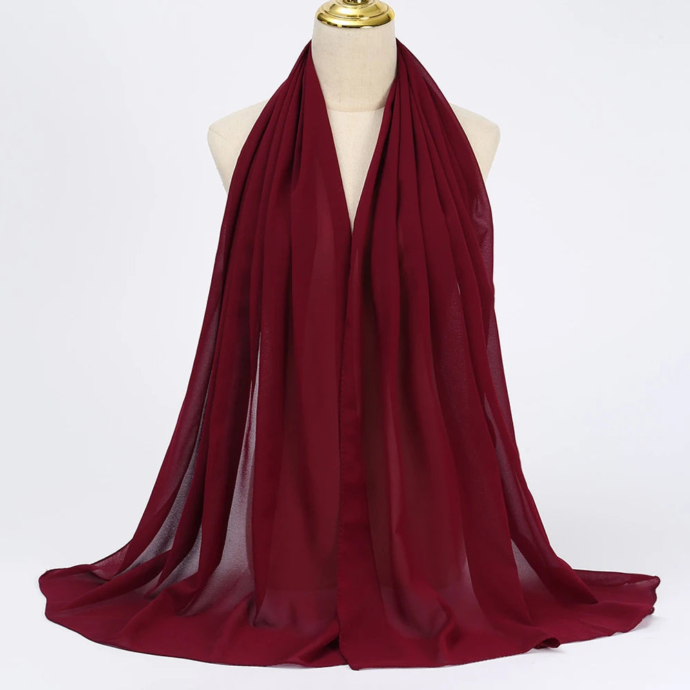 Hijab en Mousseline Femme – Voile Léger 70 x 180 cm, 65 Coloris