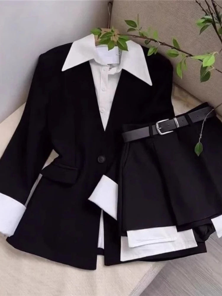 Tailleur jupe femme blazer et mini-jupe