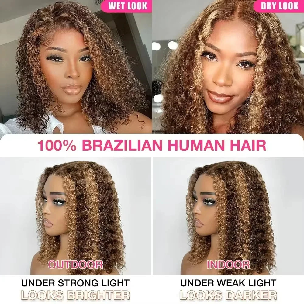 Perruque courte bouclée bob femme