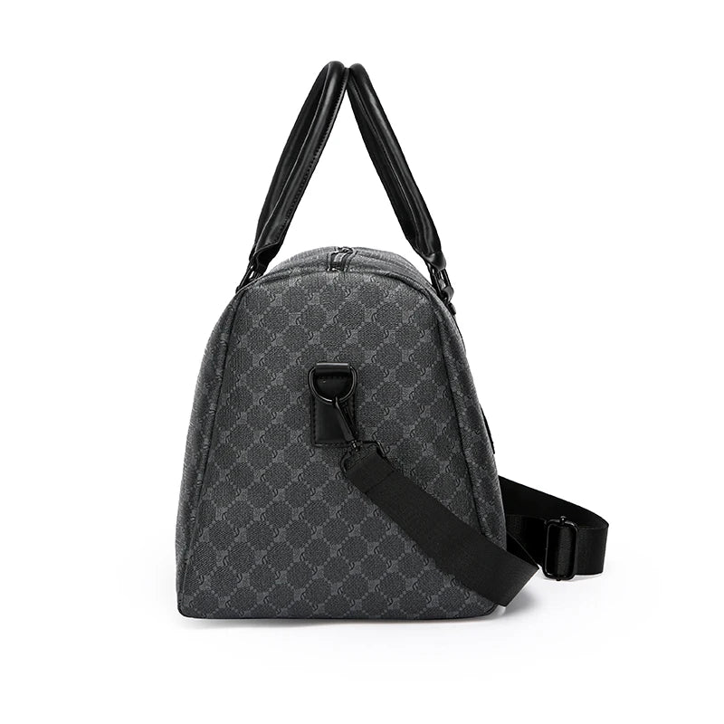 Sac de Voyage Noir à Motif Géométrique – Grande Capacité