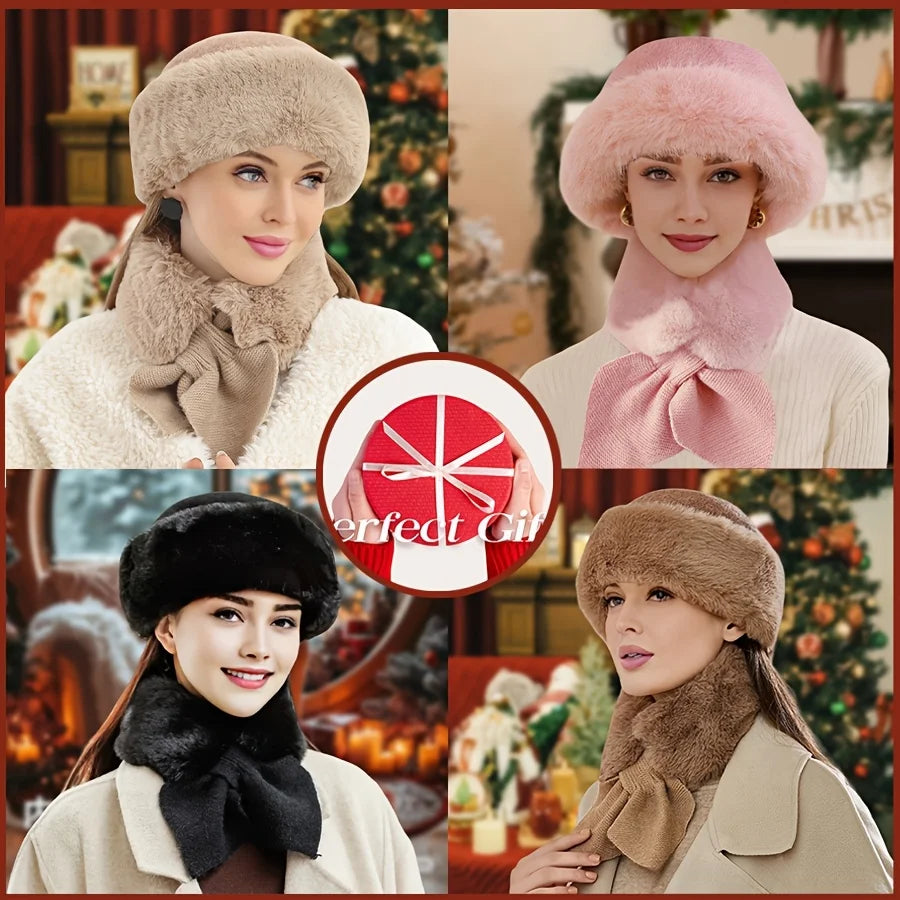 Ensemble bonnet écharpe gants femme fausse fourrure – vue 5