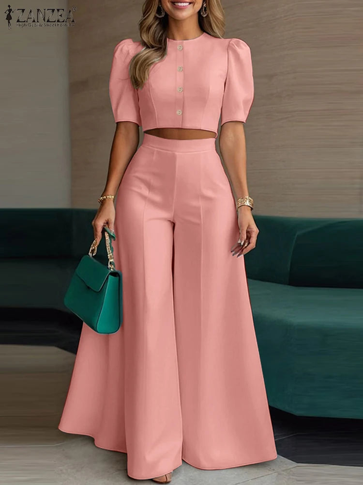 Ensemble femme haut court et pantalon large – AMINA MODE