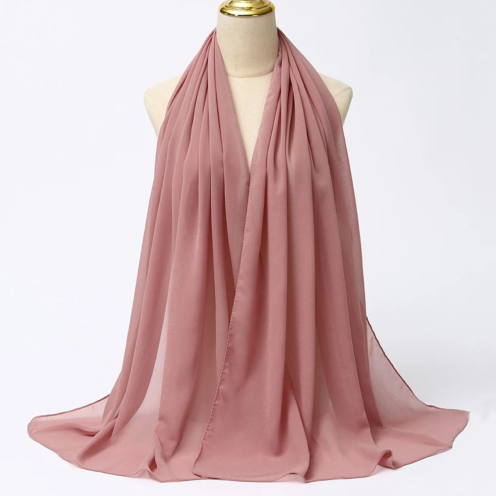 Hijab en Mousseline Femme – Voile Léger 70 x 180 cm, 65 Coloris
