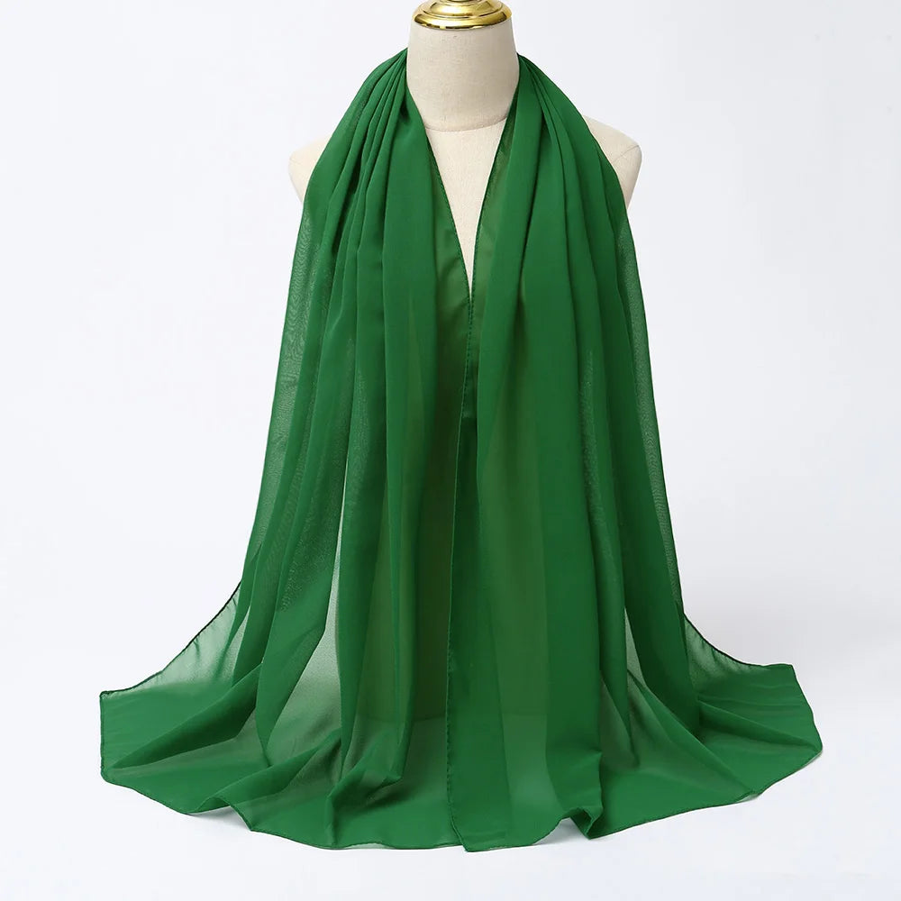 Hijab en Mousseline Femme – Voile Léger 70 x 180 cm, 65 Coloris