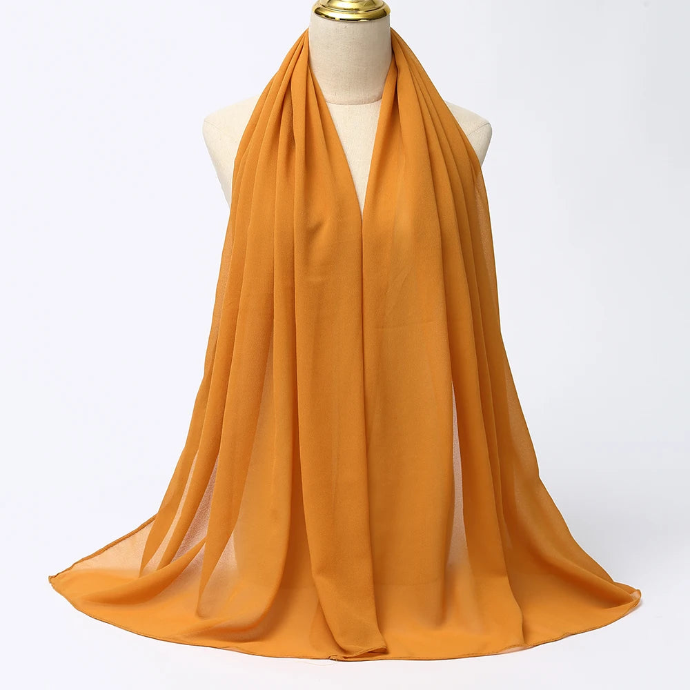 Hijab en Mousseline Femme – Voile Léger 70 x 180 cm, 65 Coloris