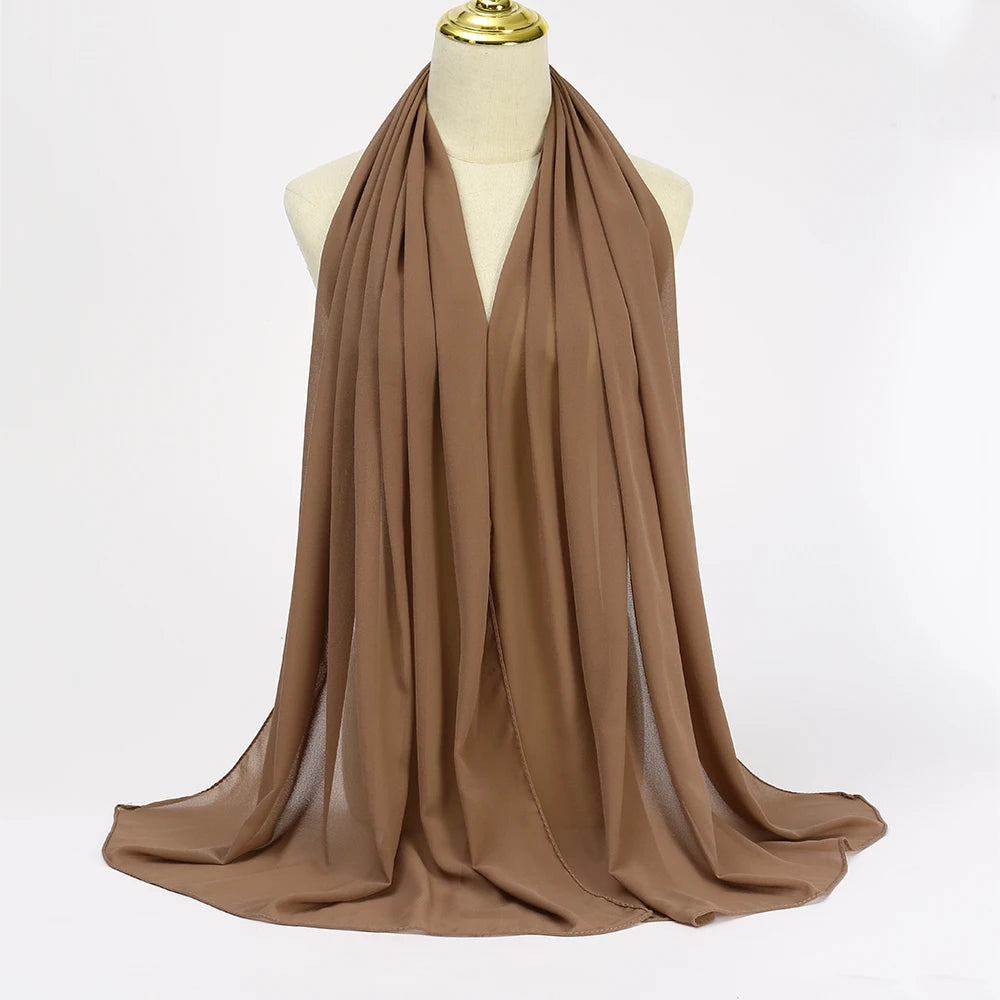 Hijab en Mousseline Femme – Voile Léger 70 x 180 cm, 65 Coloris