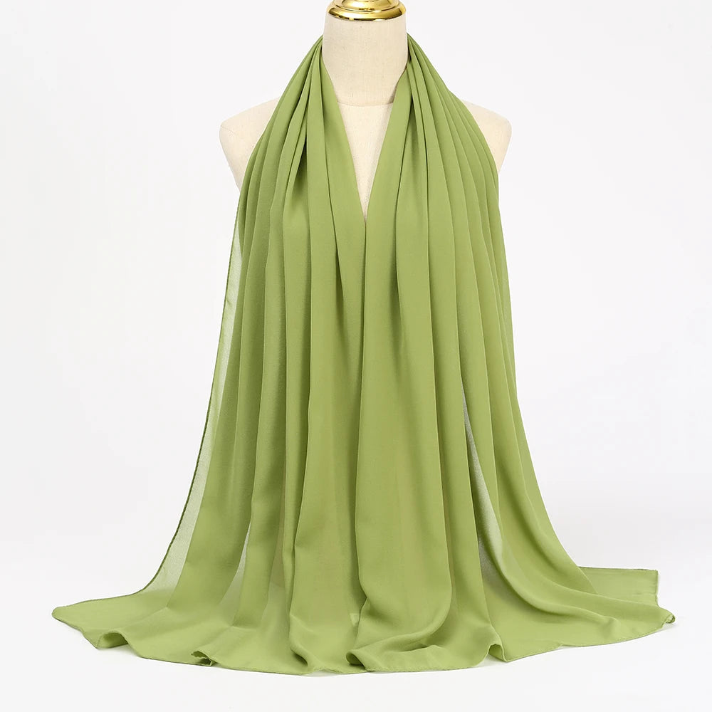 Hijab en Mousseline Femme – Voile Léger 70 x 180 cm, 65 Coloris