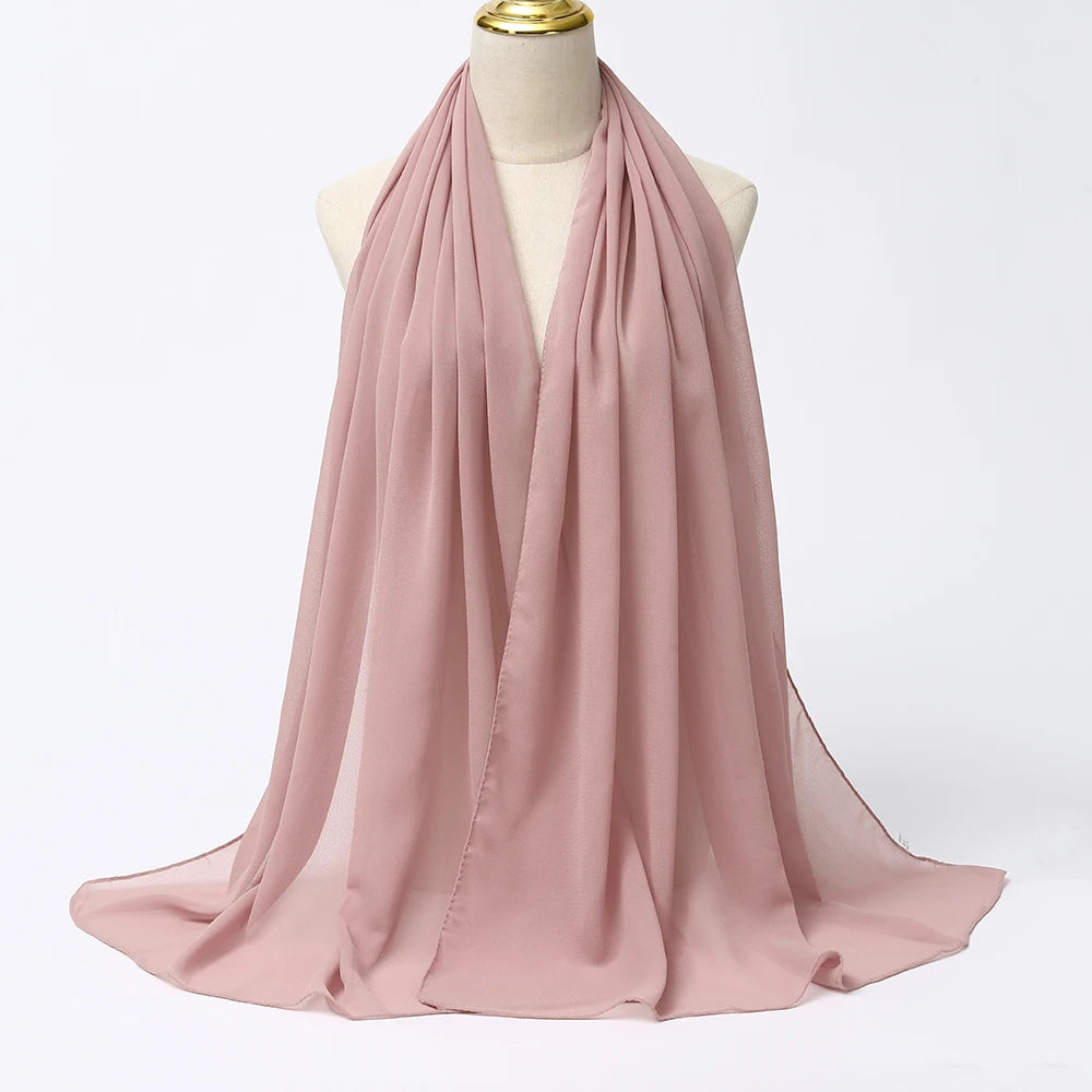 Hijab en Mousseline Femme – Voile Léger 70 x 180 cm, 65 Coloris