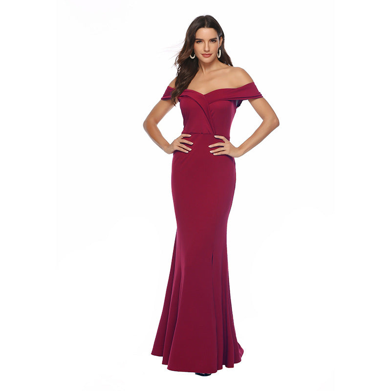 Robe de soirée col V avec fente