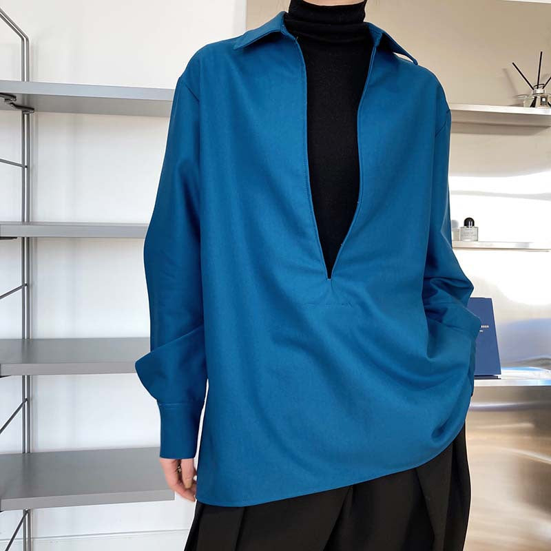 Chemise femme col V manches longues