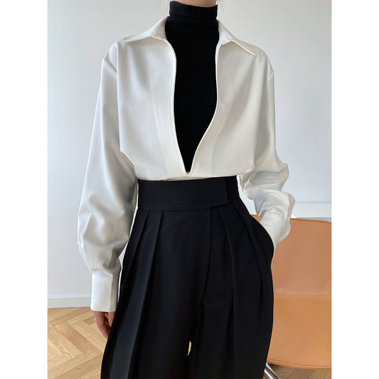 Chemise femme col V manches longues – AMINA MODE