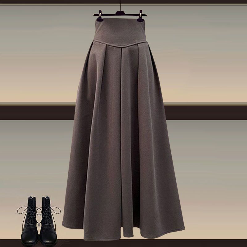 Ensemble Pull & Jupe Longue Plissée Femme – Effet Chemise, M à 4XL