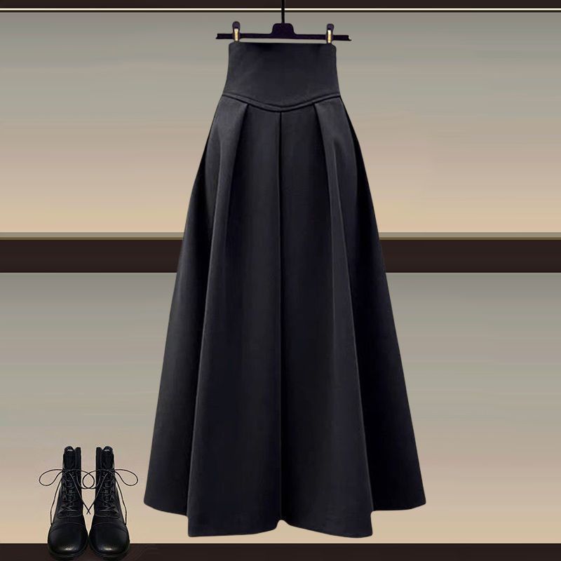 Ensemble Pull & Jupe Longue Plissée Femme – Effet Chemise, M à 4XL