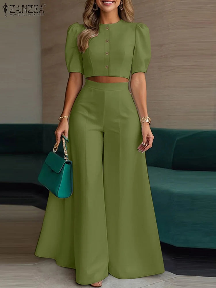 Ensemble femme haut court et pantalon large