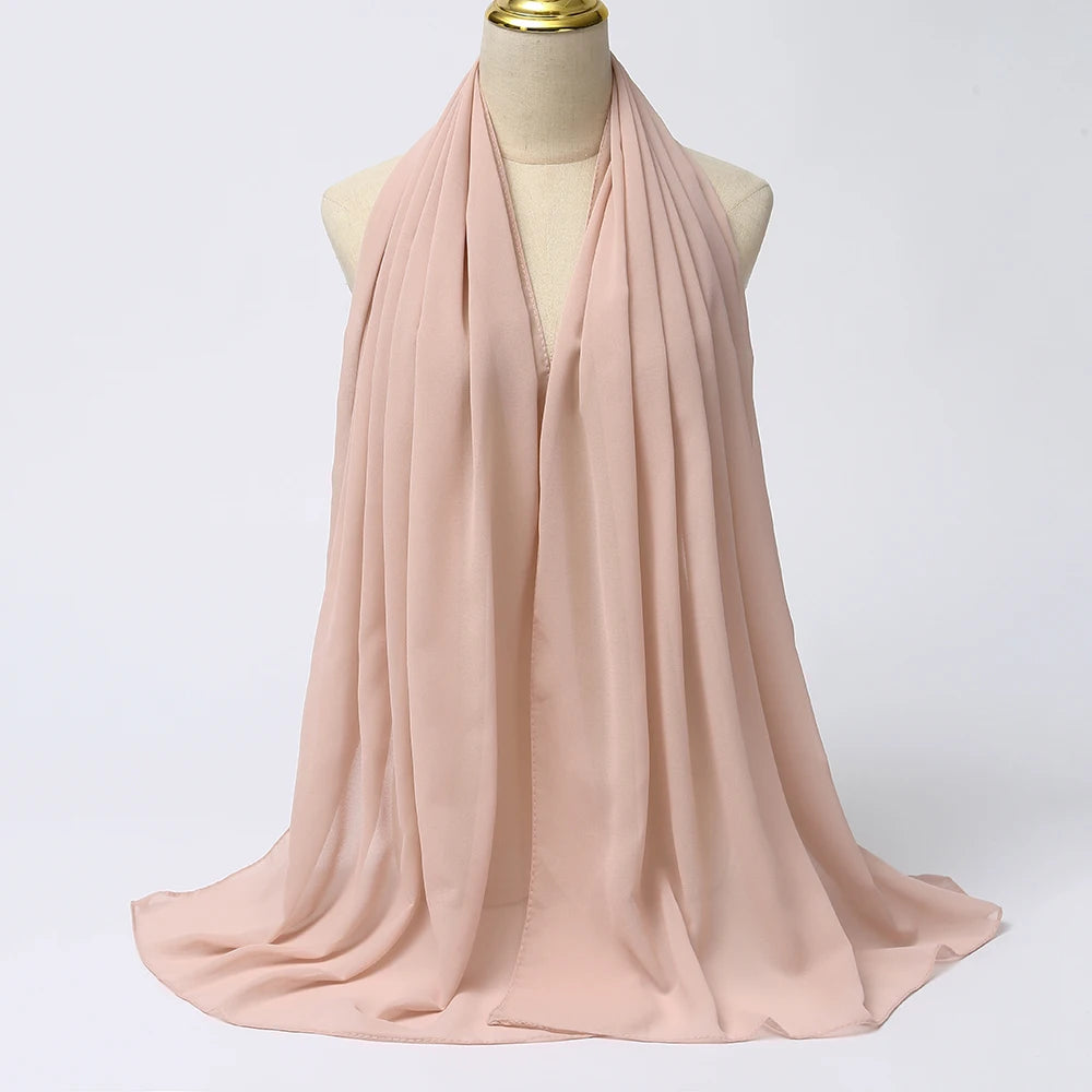 Hijab en Mousseline Femme – Voile Léger 70 x 180 cm, 65 Coloris