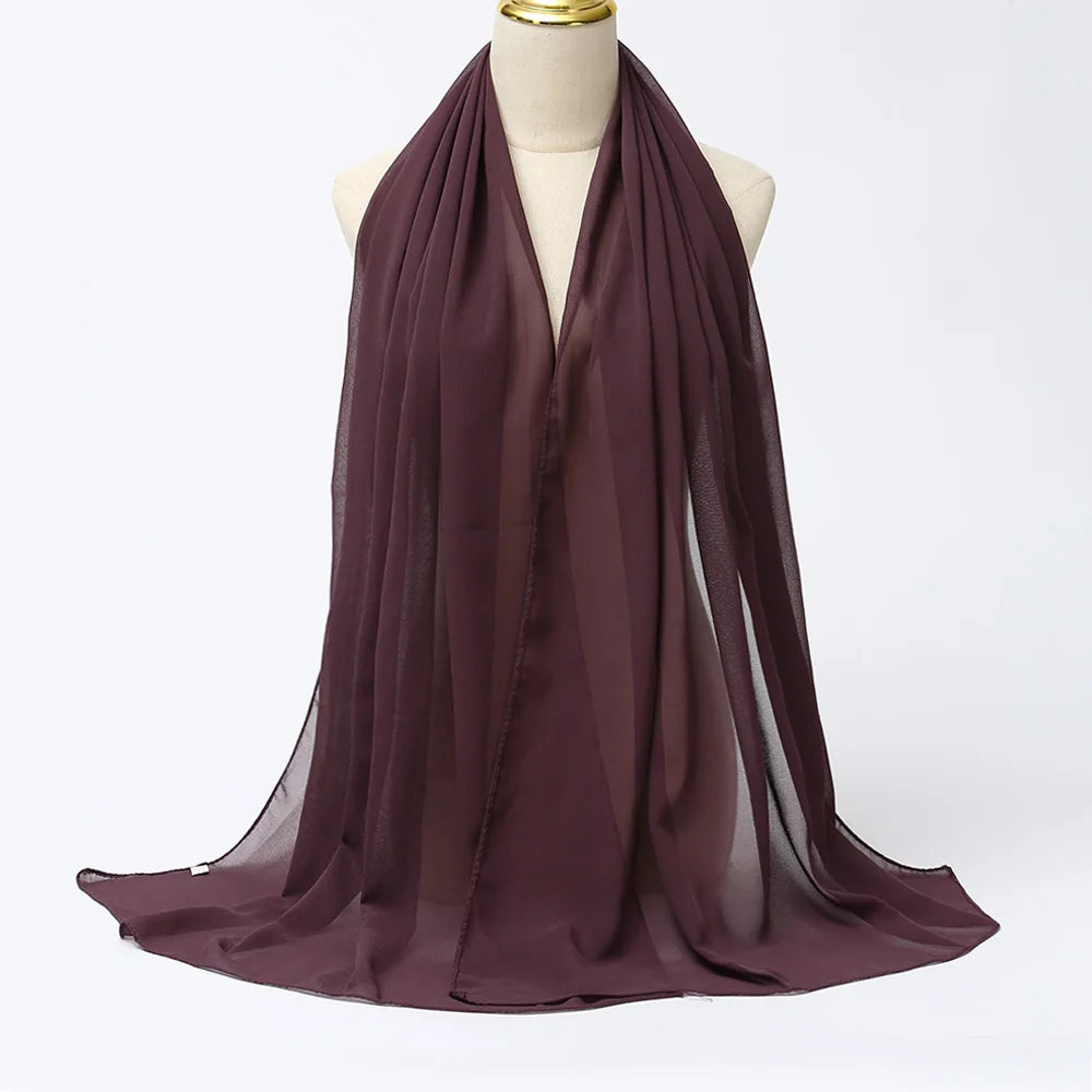 Hijab en Mousseline Femme – Voile Léger 70 x 180 cm, 65 Coloris