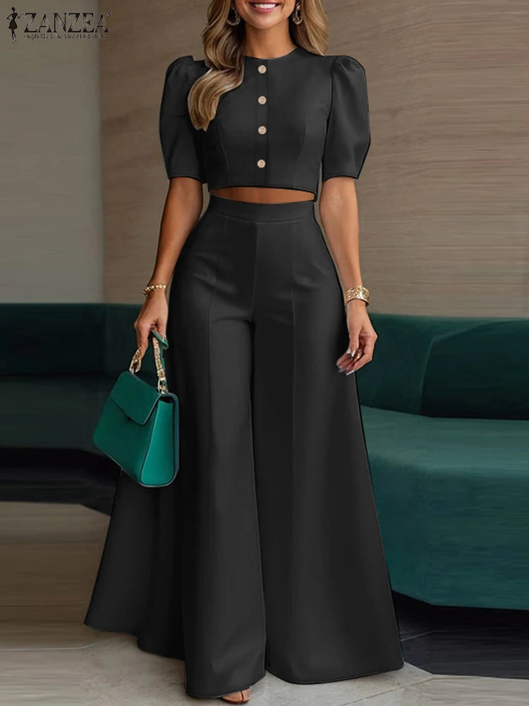 Ensemble femme haut court et pantalon large