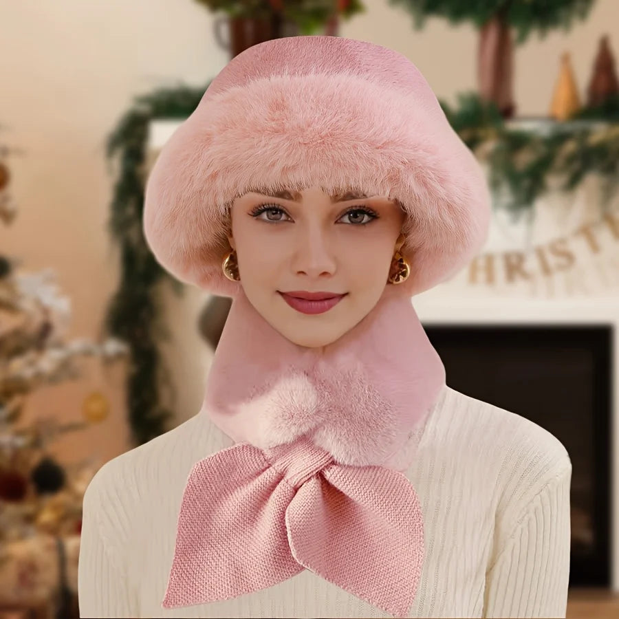 Ensemble bonnet écharpe gants femme fausse fourrure – vue 6