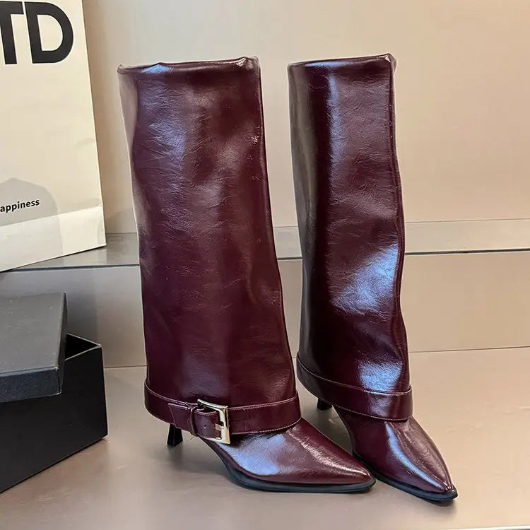 Bottes cuissardes femme talon haut bout pointu – vue 6