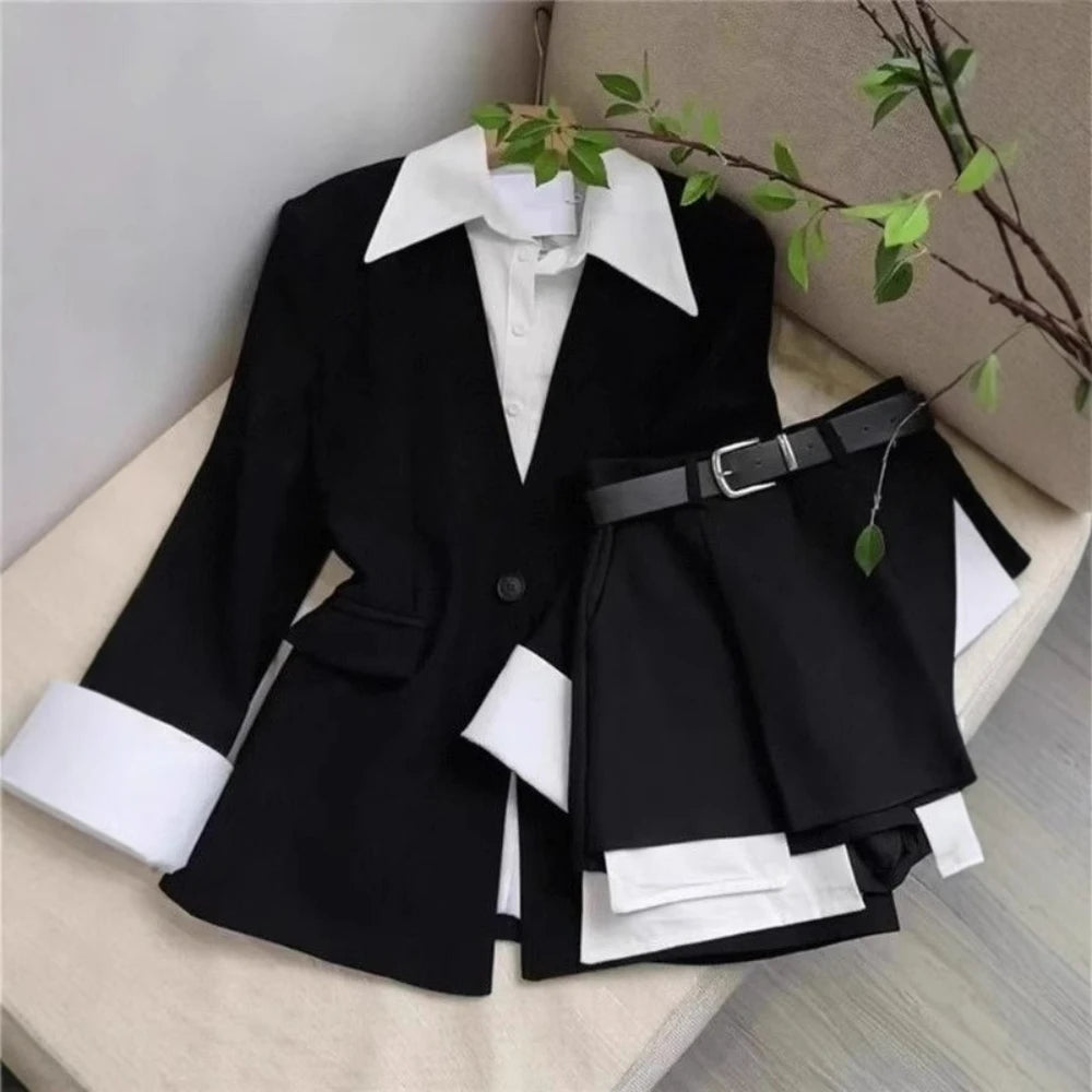 Tailleur jupe femme blazer et mini-jupe